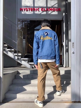 「ロンt」｜「アイテム（デニムジャケット）」を使った、RYUさん（メンズ・172cm）の秋コーディネート