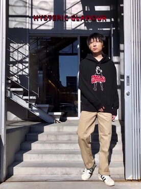 「ﾋﾞｯｸﾞｼﾙｴｯﾄ」｜「アイテム（チノパンツ）」を使った、RYUさん（メンズ・172cm）の冬コーディネート