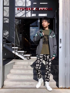 「ナイロンパーカー」｜「アイテム（スウェットパンツ）」を使った、RYUさん（メンズ・172cm）の春コーディネート