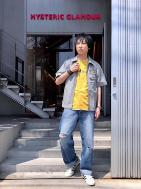 「エンジニアシャツ」｜RYUさん（メンズ・172cm）の春コーディネート