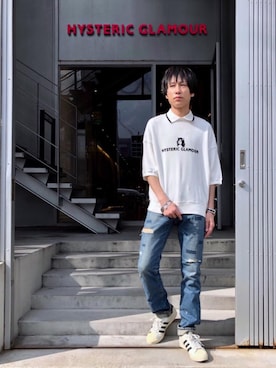 HYSTERIC GLAMOUR - DEVIL  WOMEN  五分袖ポロ衿Tシャツ DEVIL WOMEN 五分袖ポロ衿Tシャツ