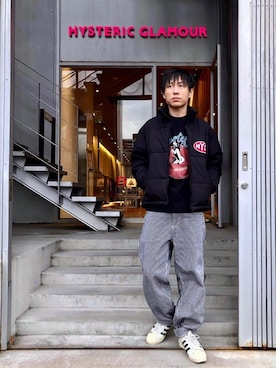 「ヒッコリー」｜「アイテム（ブルゾン）」を使った、RYUさん（メンズ・172cm）の冬コーディネート