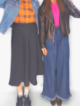 「プリクラ」｜「アイテム（ライダースジャケット）」を使った、MAYさん（レディース・153cm）の冬コーディネート