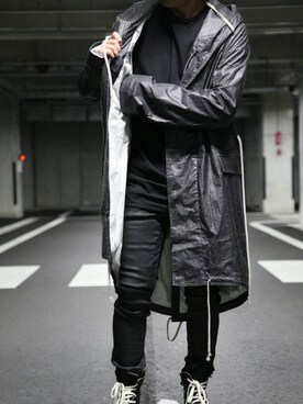 「DRKSHDW by RICK OWENS（ダークシャドウ バイ リックオウエンス）のアイテム（ナイロンジャケット）」を使った、detail_kanazawaさん（メンズ・173cm）の春コーディネート