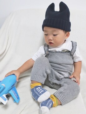 「西松屋コーデ」｜「アイテム（オールインワン・サロペット）」を使った、あやこさん（キッズ・80cm）の秋コーディネート