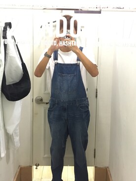 「H&M（エイチ・アンド・エム）のアイテム（サロペット/オーバーオール）」を使った、Tomoさん（メンズ・186cm）の秋コーディネート