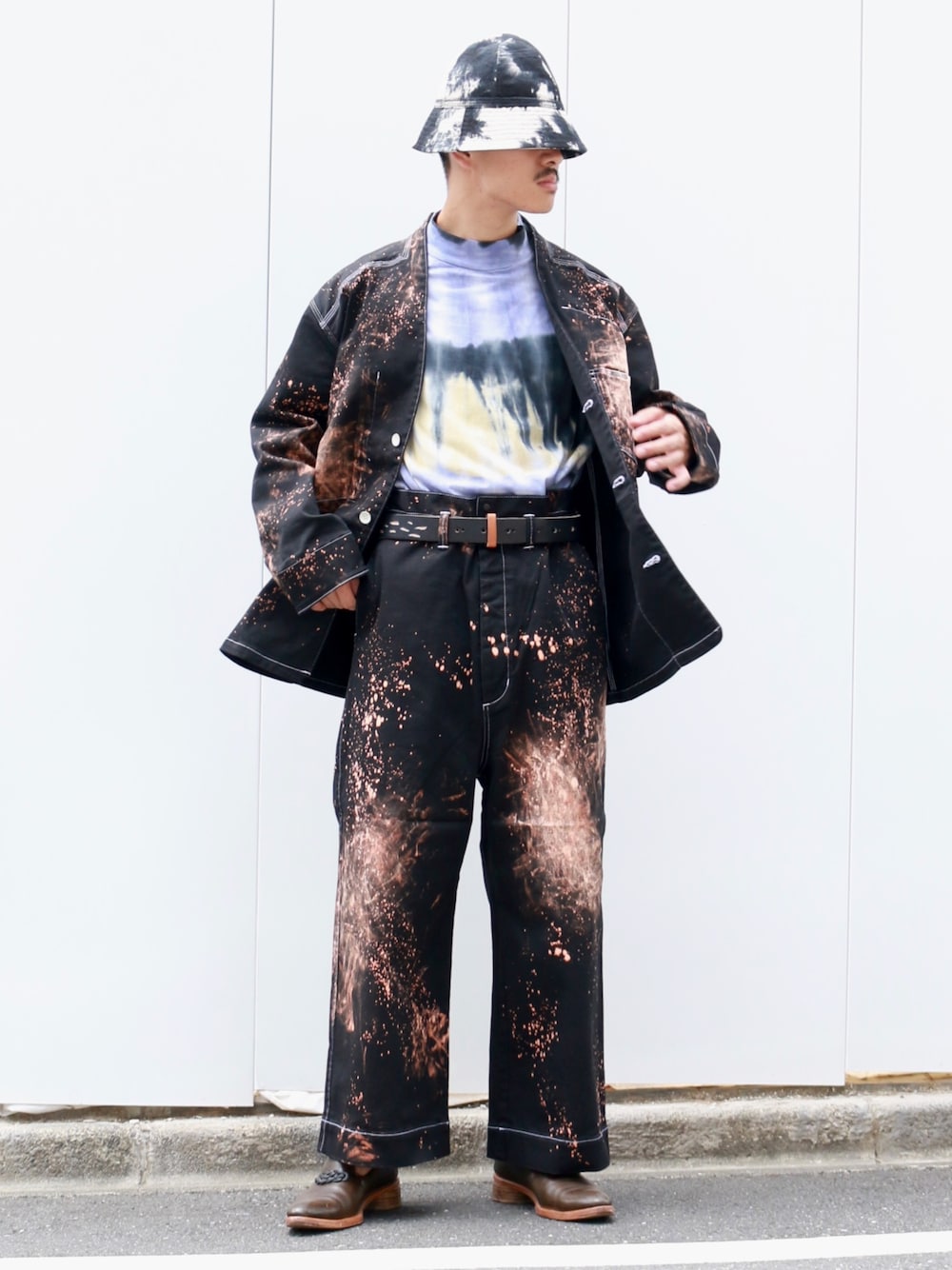 「easy to wear、SASQUATCHfabrix、Marie Ohira、セーラーハット」｜「easy to wearのアイテム（ハット、ホワイト系）」を使った、JION SUDO(GARDEN名古屋)さん（メンズ・173cm）の夏コーディネートの1枚目の写真