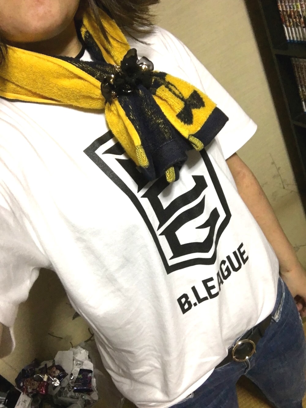 「スポーツ観戦、シンプル」｜「Bリーグのアイテム（Tシャツ/カットソー、ホワイト系）」を使った、maximumさん（レディース・167cm）の春コーディネートの1枚目の写真