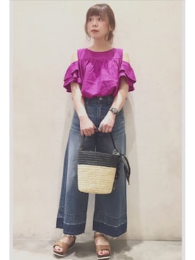 「リメイクデニム」｜「アイテム（シャツ/ブラウス）」を使った、Hikariさん（レディース・157cm）の春コーディネート