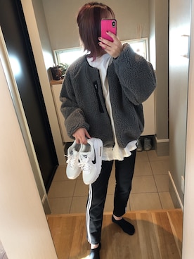 「ラフスタイル」｜「アイテム（ブルゾン）」を使った、a.fashion13さん（レディース・155cm）の冬コーディネート