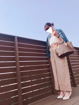 「いいね返し」｜「アイテム（デニムジャケット）」を使った、🐶🐾さん（レディース・165cm）の春コーディネート