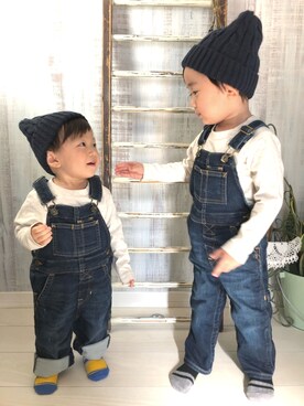 「お揃いコーデ」｜「アイテム（サロペット/オーバーオール）」を使った、y_k_hさん（キッズ・100cm）の秋コーディネート