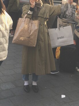 「マニッシュスタイル」｜「アイテム（トレンチコート）」を使った、のむ 記録用さん（レディース・161cm）の冬コーディネート