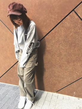 「アイテム（キャスケット、ブラウン系）」を使った、asumiさん（レディース・157cm）の秋コーディネート