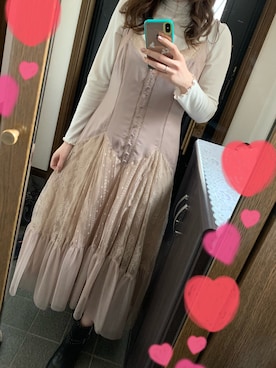 「バレンタインデートスタイル」｜「アイテム（ワンピース/ドレス）」を使った、りっちゃんさん（レディース・163cm）の冬コーディネート