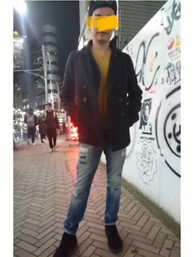「TOMMY HILFIGER（トミーヒルフィガー）のアイテム（ピーコート）」を使った、I-D-Oさん（メンズ・175cm）の秋コーディネート