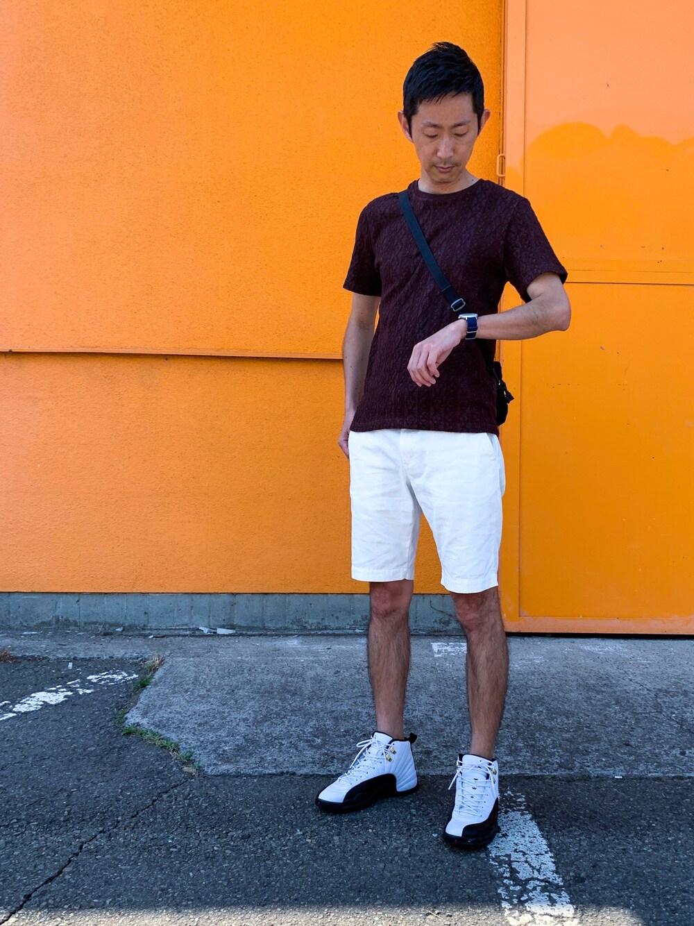 「夏、summer、短パン、AIR JORDAN、NIKE、ナイキ、NBA、Jordan、SKAGEN」｜「SKAGENのAAREN KULOR　SKW6520（アナログ腕時計、ホワイト系）」を使った、ほねさん（メンズ・175cm）の夏コーディネートの1枚目の写真