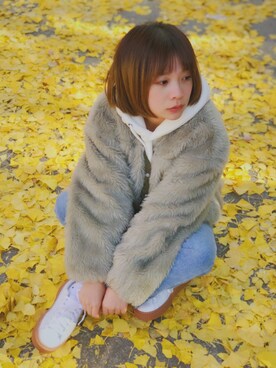 「PUMA（プーマ）のアイテム（スニーカー、ホワイト系）」を使った、Ketsu_zさん（レディース）の冬コーディネート
