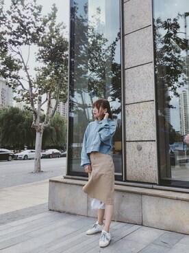 「STYLENANDA（スタイルナンダ）のアイテム（スカート、ベージュ系）」を使った、Ketsu_zさん（レディース）の秋コーディネート