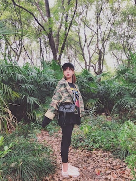 「シンプルおしゃれが好き」｜「アイテム（ミリタリージャケット）」を使った、Ketsu_zさん（レディース・154cm）の秋コーディネート