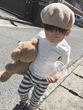 「handmade」｜「アイテム（ハンチング/ベレー帽）」を使った、sooooo!!!さん（キッズ・90cm）の夏コーディネート