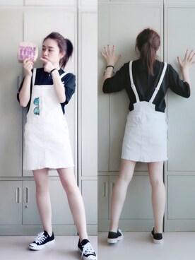 「MOUSSY（マウジー）のアイテム（サロペット/オーバーオール）」を使った、happyleilei523さん（レディース・160cm）の春コーディネート