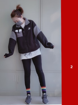 「PUMA（プーマ）のアイテム（スタジャン）」を使った、happyleilei523さん（レディース・160cm）の冬コーディネート