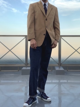 「オフィスカジュアル」｜「CONVERSE（コンバース）のアイテム」を使った、SENさん（メンズ・185cm）の春コーディネート