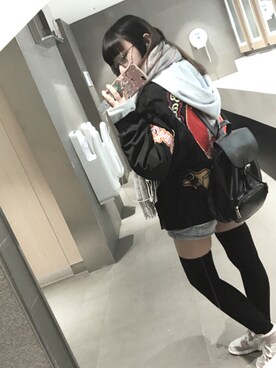「To Aliceのアイテム（パーカー、ブルー系）」を使った、ヒノちゃん✨さん（レディース・158cm）の冬コーディネート