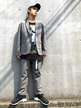 「PEACEMINUSONE（ピースマイナスワン）のアイテム」を使った、MAKAVELICさん（メンズ・164cm）の春コーディネート