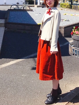 「dazzlin（ダズリン）のアイテム（ライダースジャケット）」を使った、Katyさん（レディース・167cm）の春コーディネート