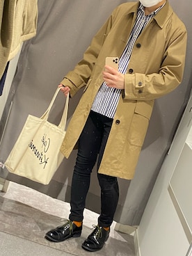 「MHL.（エムエイチエル）のアイテム（ステンカラーコート）」を使った、NM7さん（メンズ・173cm）の秋コーディネート