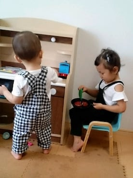 「アイテム（サロペット/オーバーオール）」を使った、runaさん（キッズ・90cm）の夏コーディネート