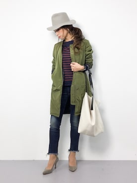 「Ungrid（アングリッド）のインディゴフレイドヘムストスリ（デニムパンツ）」を使った、..HK..さん（レディース・159cm）の冬コーディネート