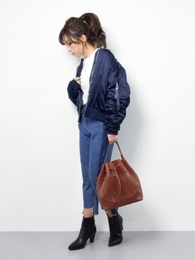「jouetie（ジュエティ）のアイテム（MA-1）」を使った、..HK..さん（レディース・159cm）の冬コーディネート