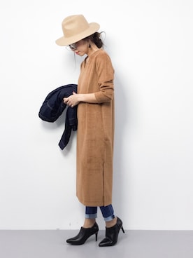 「キャメル」｜「アイテム（ブーティ）」を使った、..HK..さん（レディース・159cm）の冬コーディネート