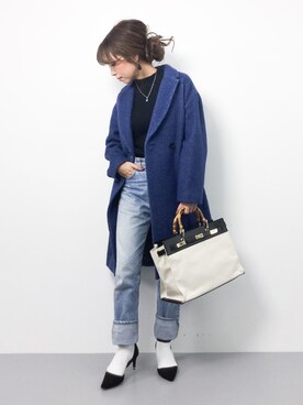 「SLOBE IENA（スローブイエナ）のアイテム（チェスターコート）」を使った、..HK..さん（レディース・159cm）の冬コーディネート
