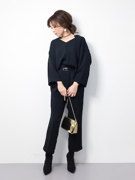 「mysty woman（ミスティウーマン）のアイテム（つなぎ/オールインワン）」を使った、..HK..さん（レディース・159cm）の冬コーディネート