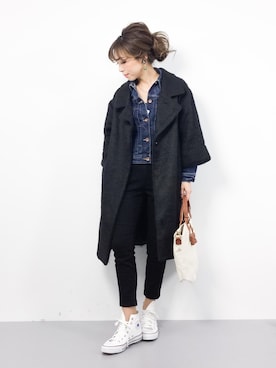 「eimy istoire（エイミーイストワール）のアイテム（ジャケット/アウター）」を使った、..HK..さん（レディース・159cm）の冬コーディネート