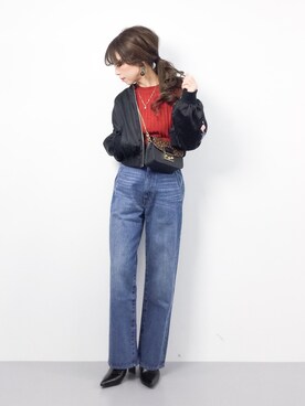 「select MOCA（セレクトモカ）のアイテム（MA-1）」を使った、..HK..さん（レディース・159cm）の冬コーディネート
