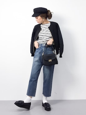 「カットオフ」｜「アイテム（ブルゾン）」を使った、..HK..さん（レディース・159cm）の冬コーディネート