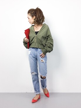 「Another Edition（アナザーエディション）のアイテム（MA-1）」を使った、..HK..さん（レディース・159cm）の春コーディネート