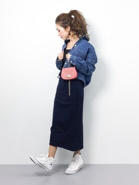 ゆるgジャン レディース ショート デニムジャケットを使ったショップスタッフの人気ファッションコーディネート Wear