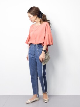 「Ameri（アメリ）のアイテム（トップス）」を使った、..HK..さん（レディース・159cm）の春コーディネート