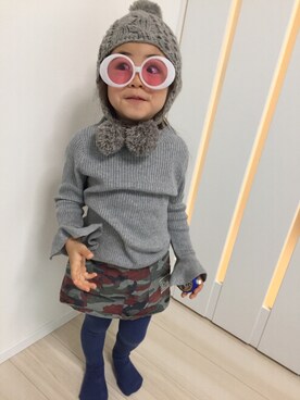 「アイテム（タイツ/ストッキング、ブルー系）」を使った、kii&melyさん（キッズ・100cm）の秋コーディネート