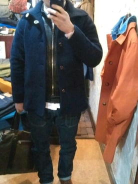 「BLUE WORK（ブルーワーク）のアイテム（ジャケット/アウター）」を使った、脳みそ筋肉さん（メンズ・170cm）の冬コーディネート