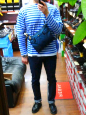 「アイテム（モカシン/デッキシューズ）」を使った、脳みそ筋肉さん（メンズ・170cm）の春コーディネート