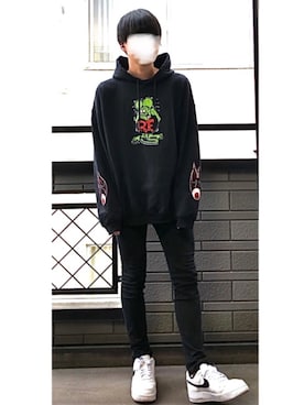 「RAT FINK（ラットフィンク）のアイテム」を使った、Aliasさん（メンズ・173cm）の春コーディネート