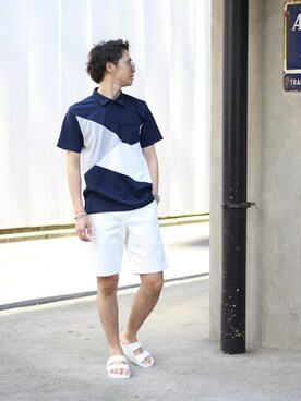 「417 EDIFICE（フォーワンセブンエディフィス）のアイテム（チノパンツ）」を使った、417 officialさん（メンズ・173cm）の夏コーディネート