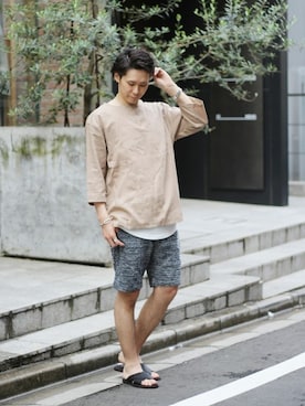 「417 EDIFICE（フォーワンセブンエディフィス）のアイテム（サンダル）」を使った、417 officialさん（メンズ・173cm）の夏コーディネート